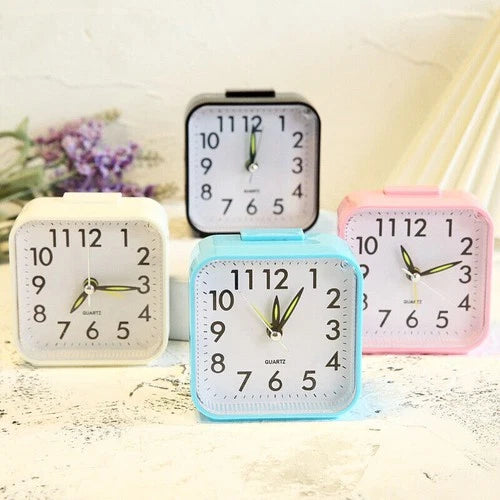 Quartz Alarm Clock With Night Light No Tick Bedside Clock Small Fashionable