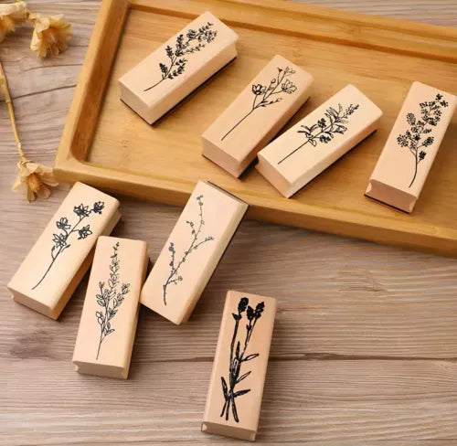 Wood & Rubber Craft Stamps - Floral Stamp - Botanical Stamp - Card Making Stamps