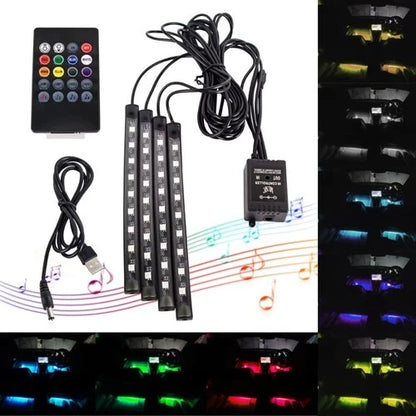 Car Interior Footwell LED Strip Lights RGB Multicolour Remote Atmosphere Lamp