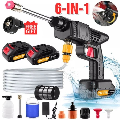 Portable Cordless Car Pressure Washer Water High Jet Wash Cleaner Gun +2 Battery