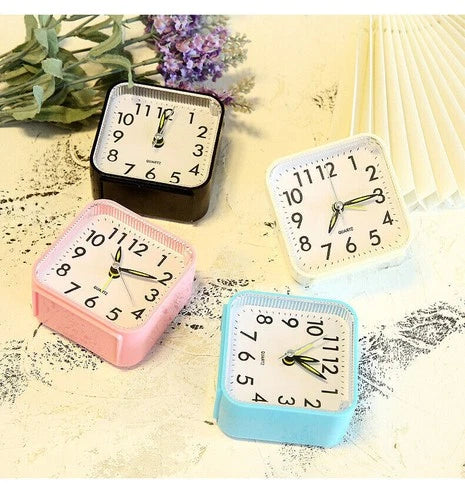 Quartz Alarm Clock With Night Light No Tick Bedside Clock Small Fashionable