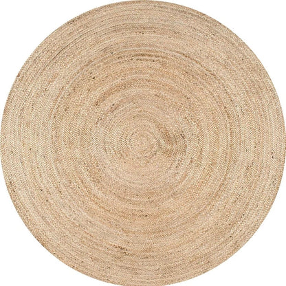 Round Rug Natural Jute Braided Handmade Circle Rug Farmhouse Jute Rug, Beige