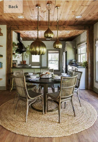 Round Rug Natural Jute Braided Handmade Circle Rug Farmhouse Jute Rug, Beige