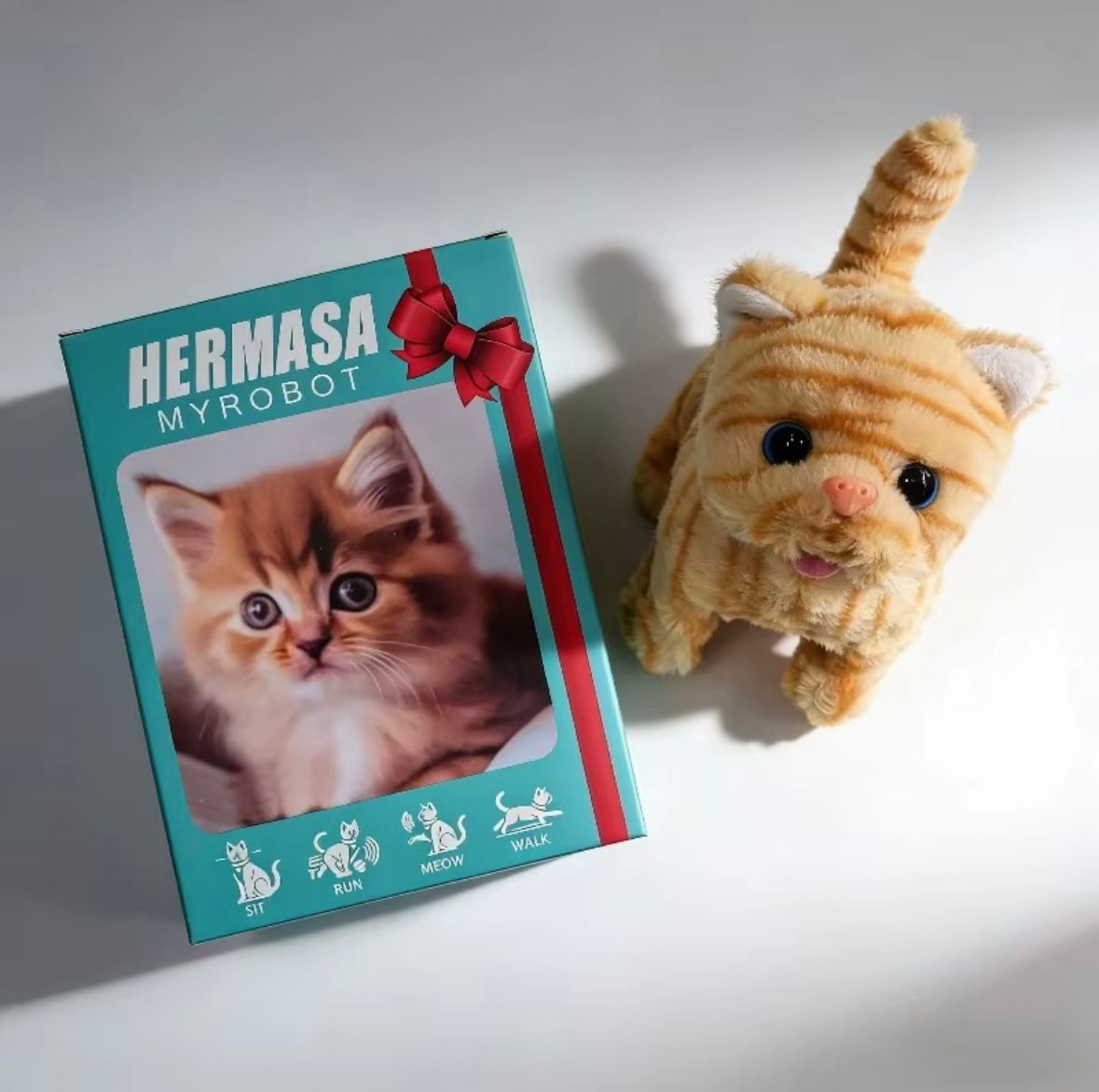 Smart Electric Walking & Purring Plush Cat - Realistic Animated Stuffed Animal Toy, Cute Children Birthday Gift for Girls Boys