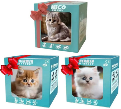 Smart Electric Walking & Purring Plush Cat - Realistic Animated Stuffed Animal Toy, Cute Children Birthday Gift for Girls Boys