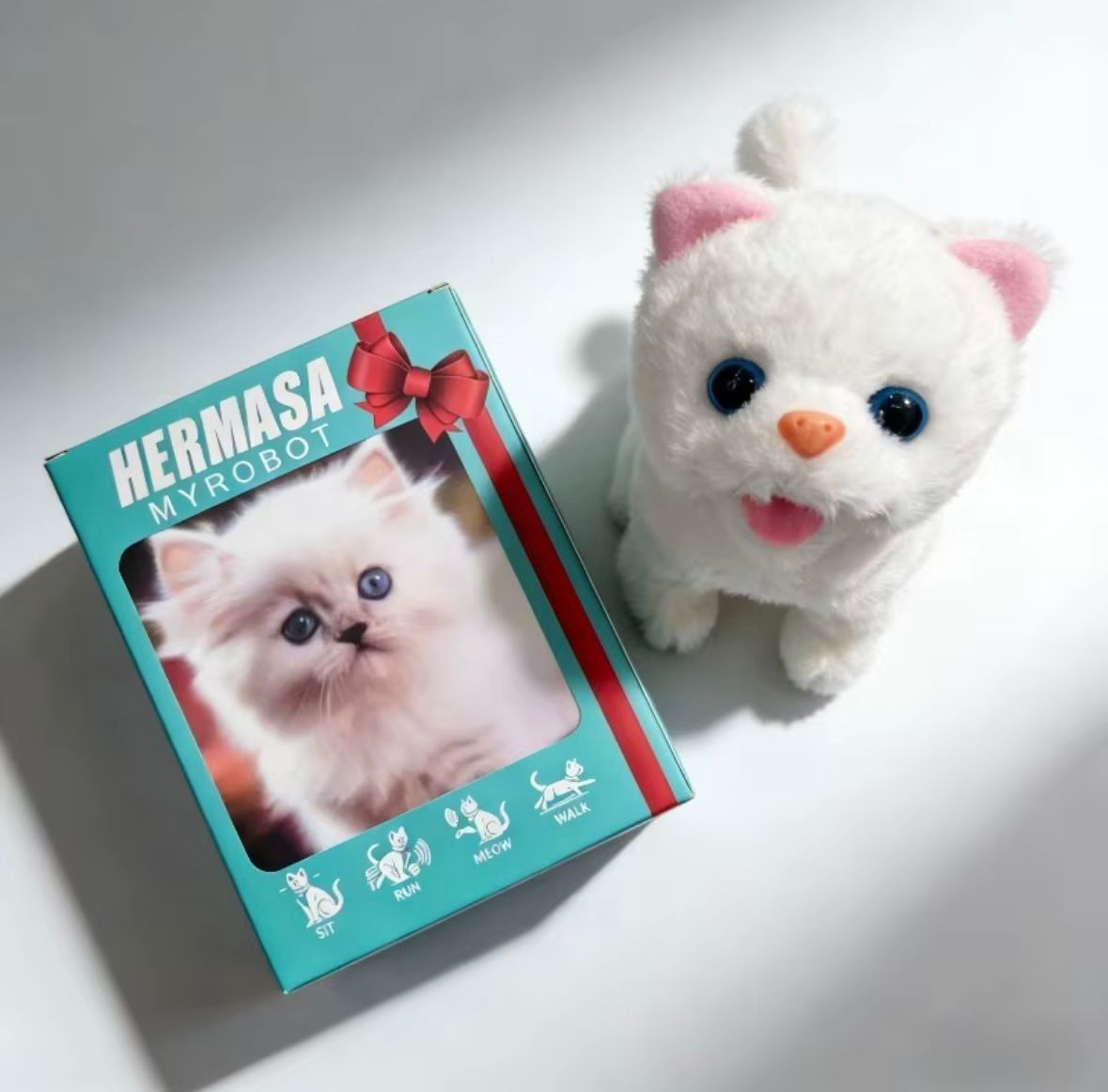 Smart Electric Walking & Purring Plush Cat - Realistic Animated Stuffed Animal Toy, Cute Children Birthday Gift for Girls Boys