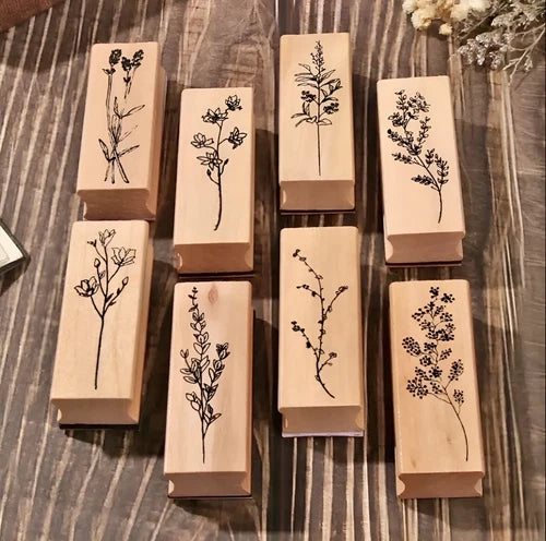 Wood & Rubber Craft Stamps - Floral Stamp - Botanical Stamp - Card Making Stamps