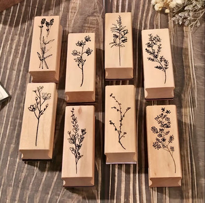 Wood & Rubber Craft Stamps - Floral Stamp - Botanical Stamp - Card Making Stamps