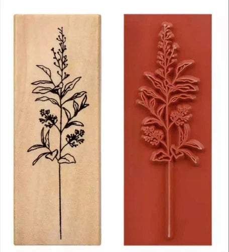 Wood & Rubber Craft Stamps - Floral Stamp - Botanical Stamp - Card Making Stamps