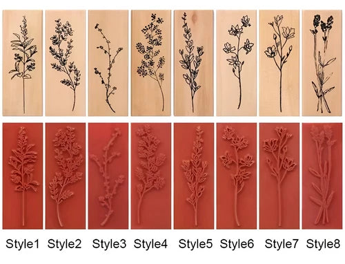 Wood & Rubber Craft Stamps - Floral Stamp - Botanical Stamp - Card Making Stamps